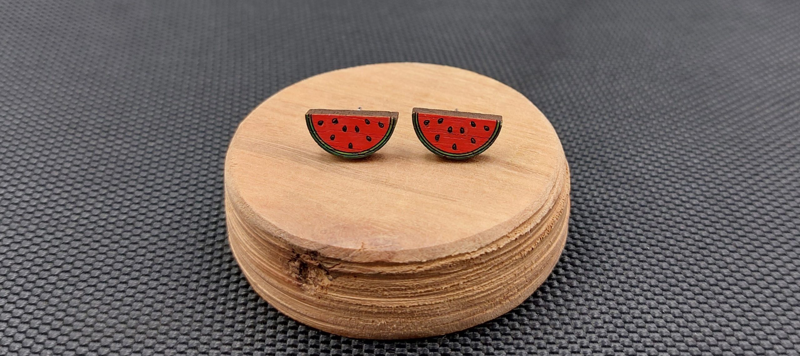 Kolczyki drewniane ARBUZ