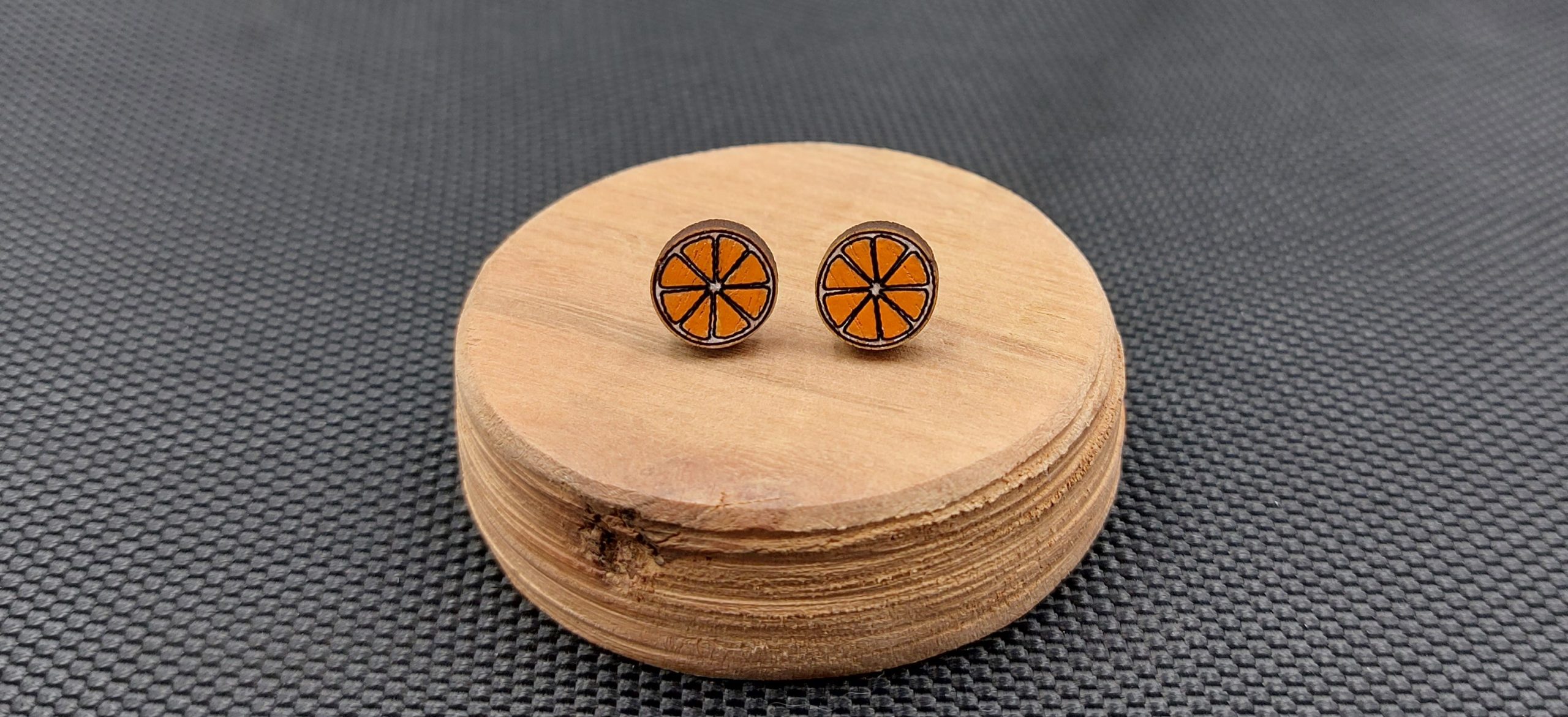 Kolczyki drewniane POMARAŃCZE