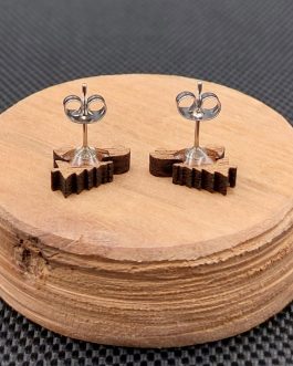 Kolczyki drewniane ŚWIĄTECZNE AUTO Z CHOINKĄ