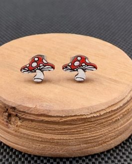 Kolczyki drewniane MUCHOMORY