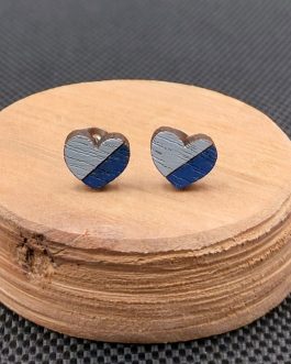 Kolczyki drewniane SERCA NIEBIESKIE