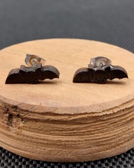 Kolczyki drewniane NIETOPERZE CZARNE