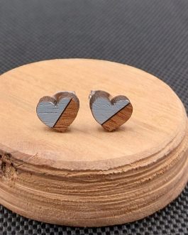 Kolczyki drewniane SERCA BŁĘKITNE