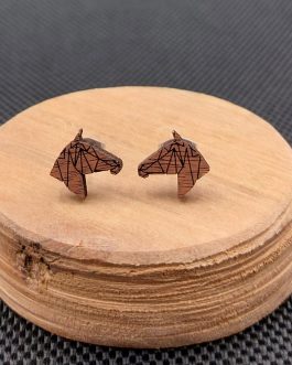 Kolczyki drewniane KONIE BRĄZOWE