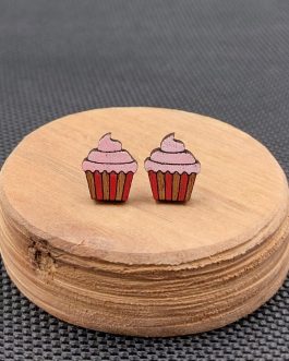 Kolczyki drewniane BABECZKI RÓŻOWE