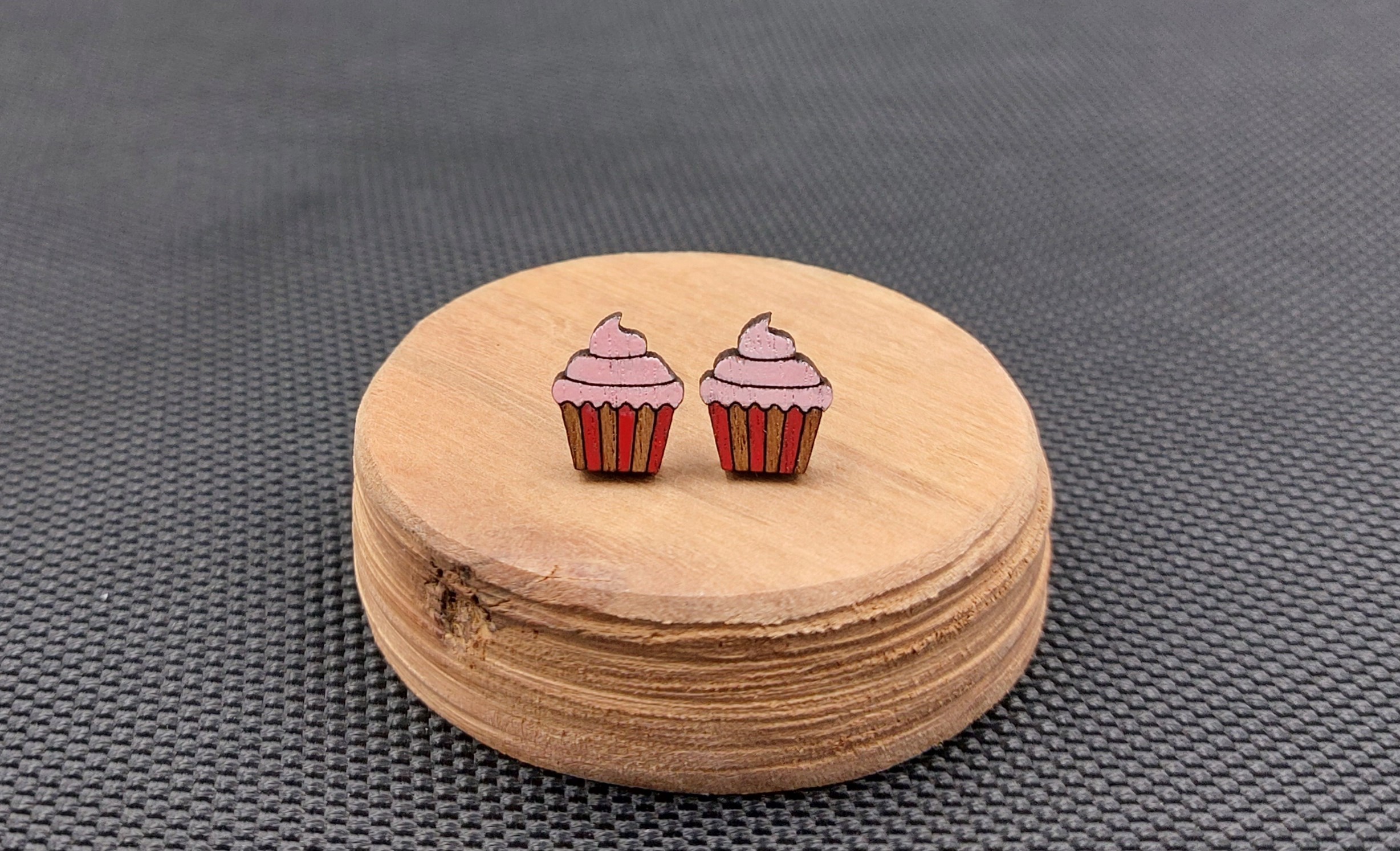 Kolczyki drewniane BABECZKI RÓŻOWE