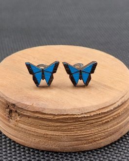 Kolczyki drewniane MOTYLKI NIEBIESKIE