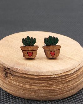 Kolczyki drewniane SUKULENTY