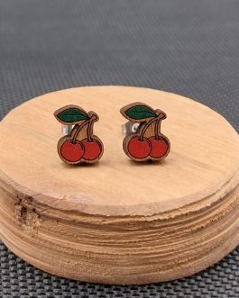 Kolczyki drewniane WISIENKI