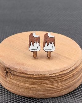 Kolczyki drewniane LODY NA PATYKU
