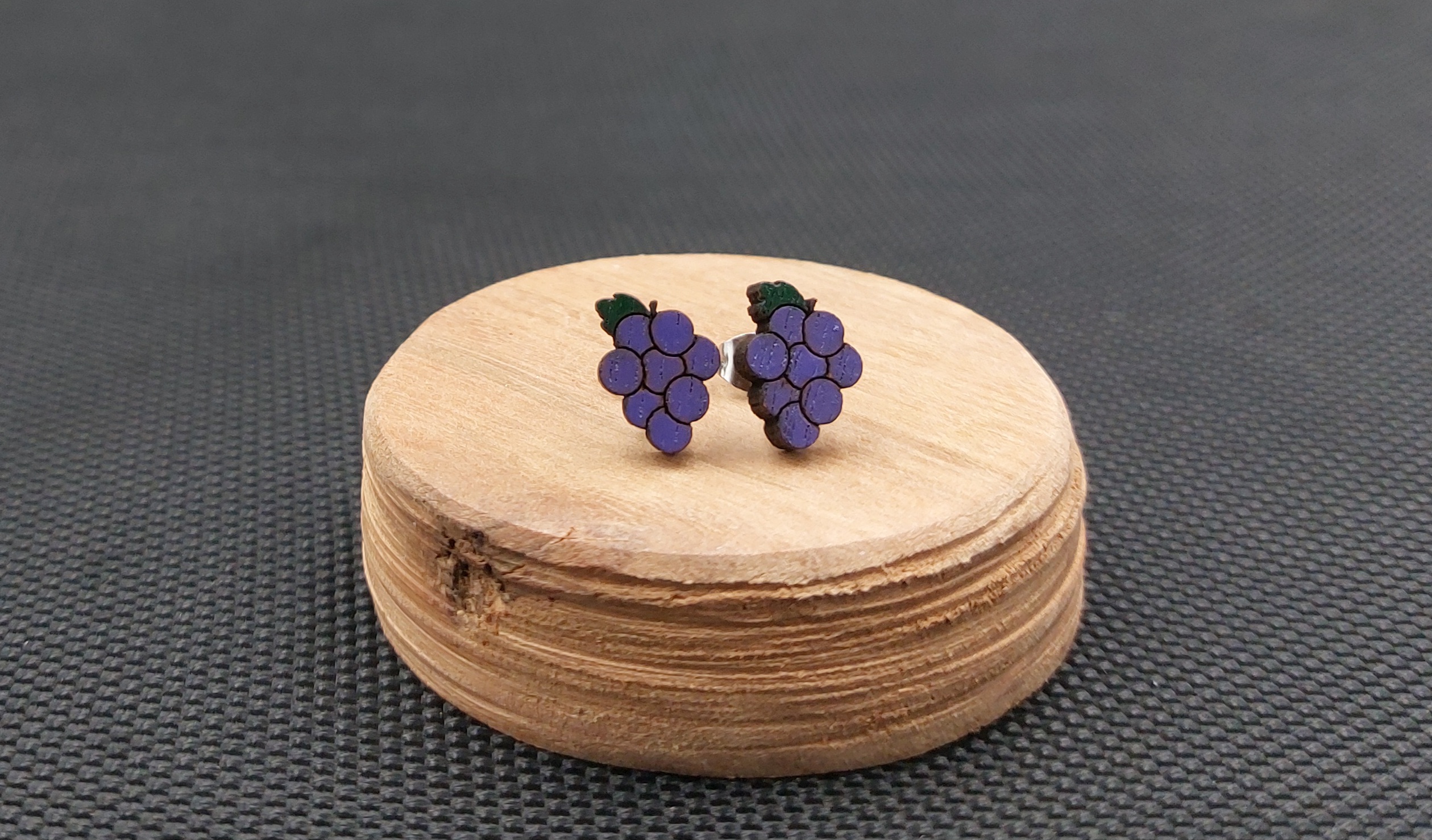 Kolczyki drewniane WINOGRONA